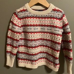 Gap kids girls red and cream pattern sweater.  Girls size XS/4-5